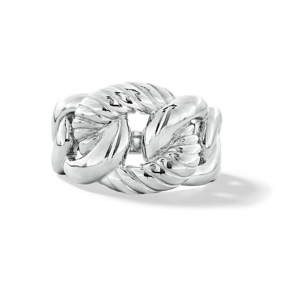 Twist Rope Chain Link Ring in Semi-Solid Sterling Silver - Size 7.75
