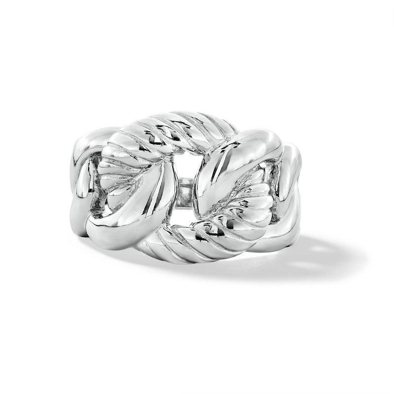 Main Image 3 of Twist Rope Chain Link Ring in Semi-Solid Sterling Silver - Size 7.75