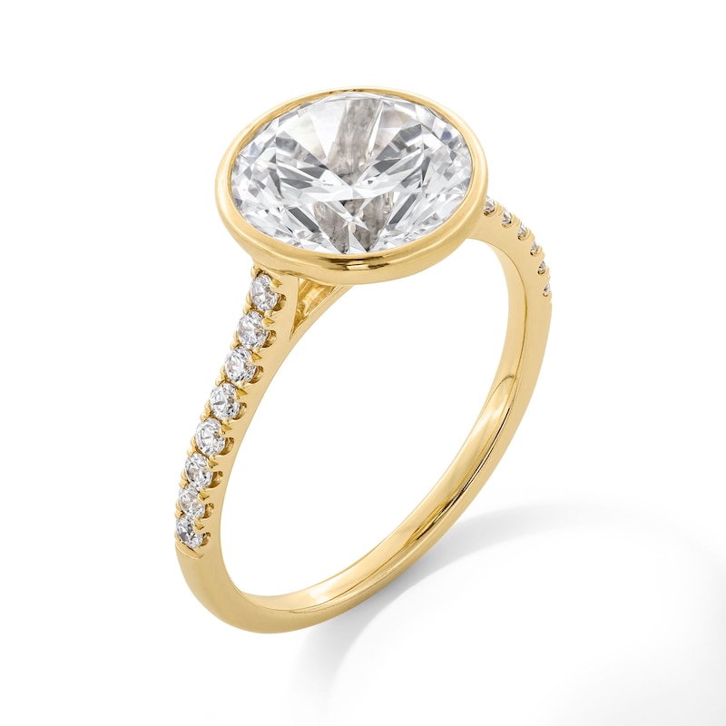 Main Image 3 of 3-1/5 CT. T.W. Certified Lab-Grown Diamond Bezel-Set Engagement Ring in 14K Gold (F/VS2)