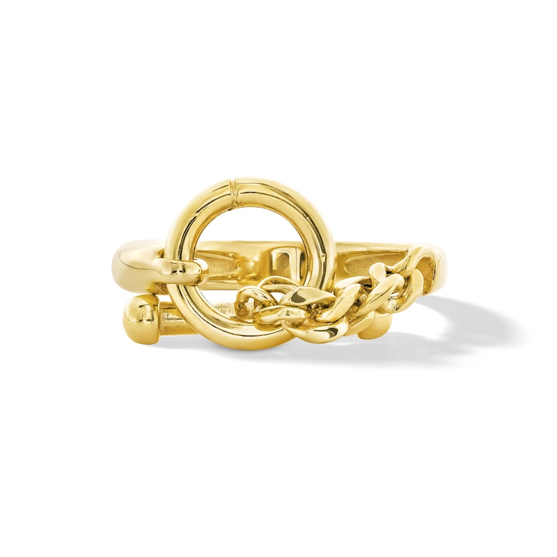 Main Image 3 of Toggle Chain Ring in Solid 14K Gold - Size 7