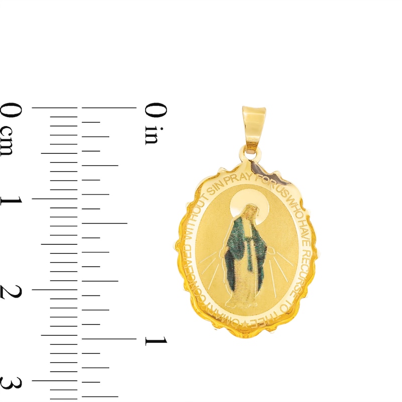 Main Image 2 of Virgin Mary Oval Medal Necklace Charm in Solid 14K Gold