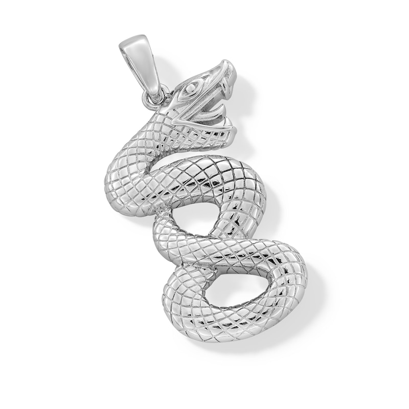 Main Image 1 of Textured Snake Necklace Charm in Solid Sterling Silver
