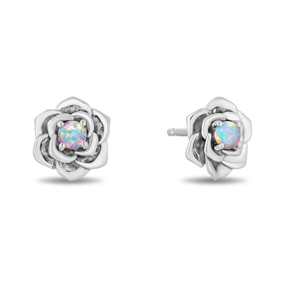 Enchanted Disney Cinderella Lab-Created Opal and Diamond Accent Pendant and Stud Earrings Set in Sterling Silver