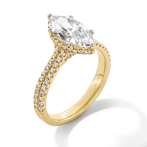 2-1/2 CT. T.w. Marquise-Cut Certified Lab-Grown Diamond Double Row Shank Engagement Ring in 14K Gold (F/Vs2)