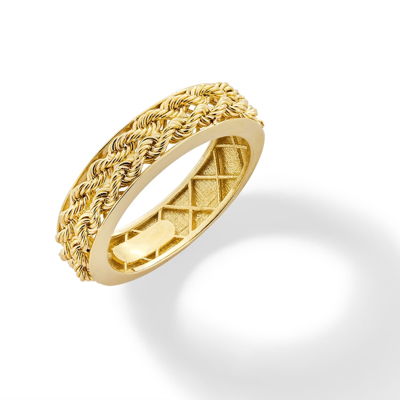 Main Image 1 of Rope Chain Channel Ring in Solid 14K Gold - Size 7