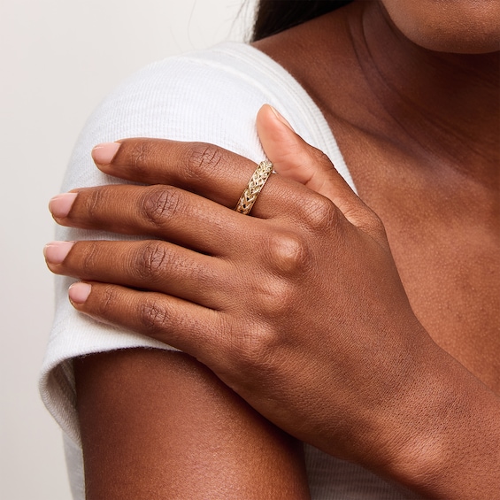 Rope Chain Channel Ring in Solid 14K Gold - Size 7