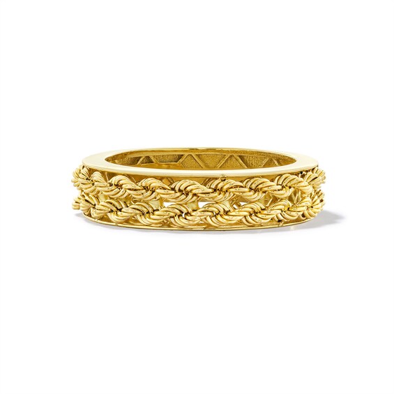 Rope Chain Channel Ring in Solid 14K Gold - Size 7