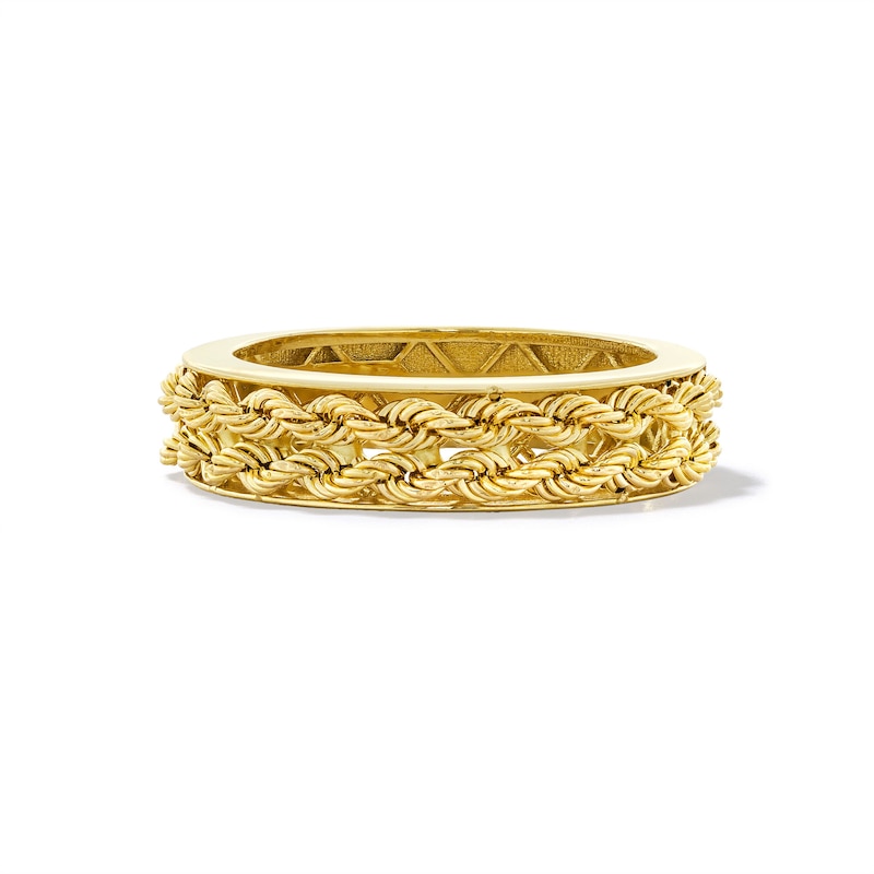Main Image 3 of Rope Chain Channel Ring in Solid 14K Gold - Size 7