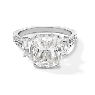 6-1/4 CT. T.W. Cushion and Shield Certified Lab-Grown Diamond Three Stone Engagement Ring in 14K White Gold (F/VS2)