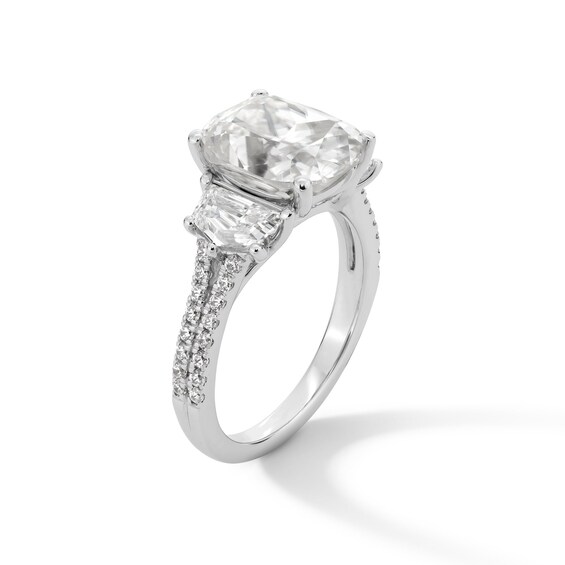 6-1/4 CT. T.w. Cushion and Shield Certified Lab-Grown Diamond Three Stone Engagement Ring in 14K White Gold (F/Vs2)