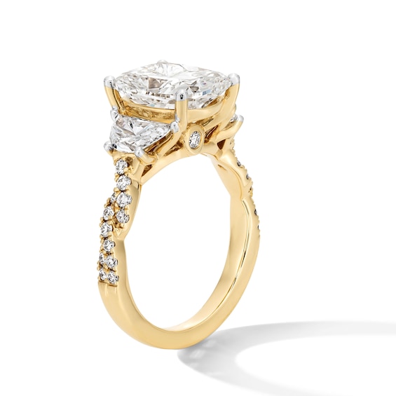 5-1/3 CT. T.w. Cushion-Cut and Half-Moon Certified Lab-Grown Diamond Three Stone Engagement Ring in 14K Gold (F/Vs2)