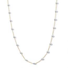 Diamond-Cut Oval Bead Station Necklace in 14K Two-Tone Gold