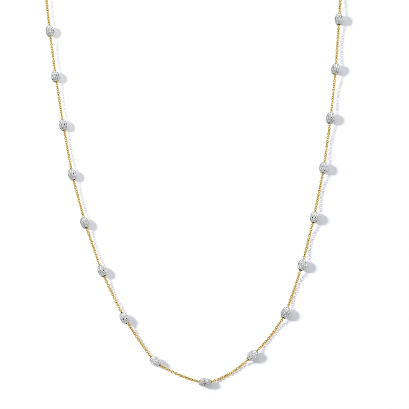 Main Image 1 of Diamond-Cut Oval Bead Station Necklace in 14K Two-Tone Gold