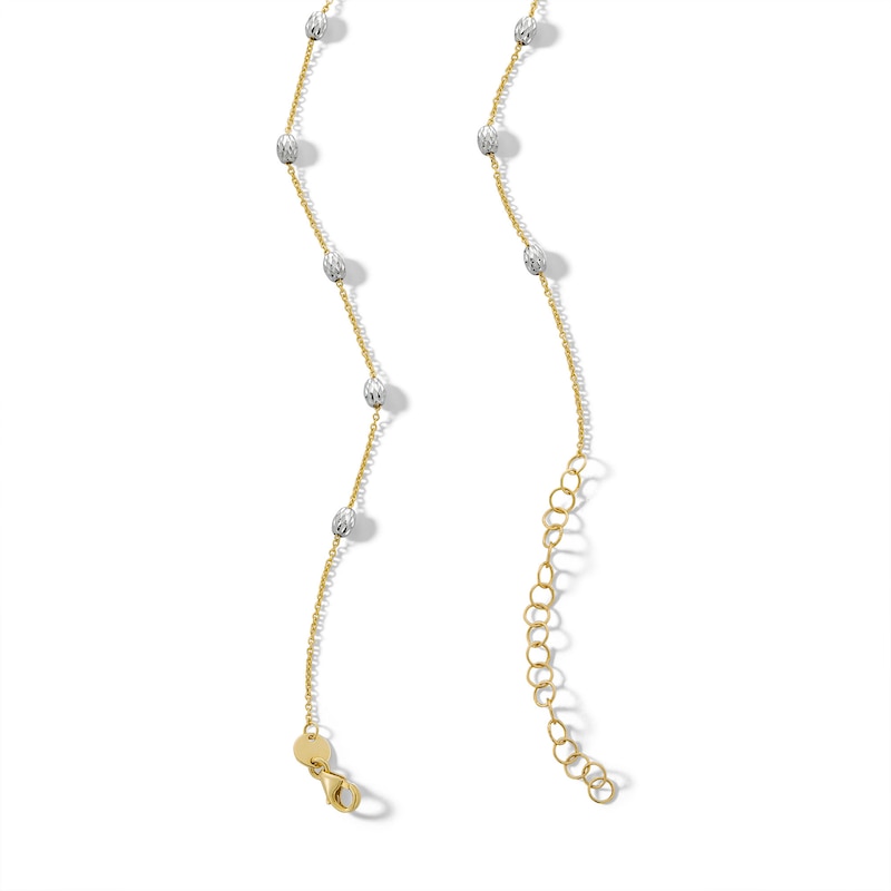 Main Image 3 of Diamond-Cut Oval Bead Station Necklace in 14K Two-Tone Gold