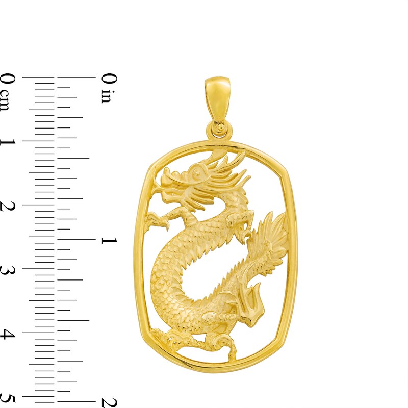 Main Image 2 of Diamond-Cut Openwork Dragon Necklace Charm in Solid 14K Gold