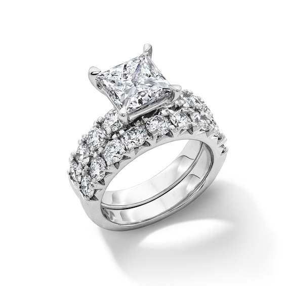 5-1/2 CT. T.w. Princess-Cut Certified Lab-Grown Diamond Bridal Set in 14K White Gold (F/Vs2)