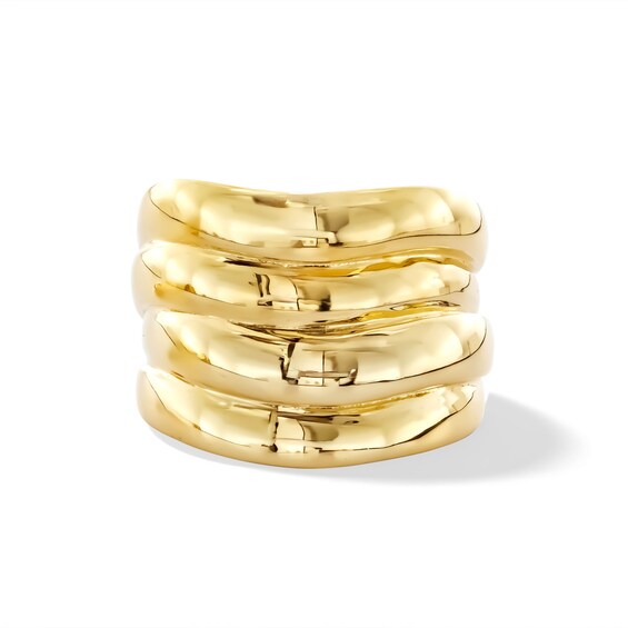 Sculpted Coil Multi-Row Ring in Solid 14K Gold - Size 7