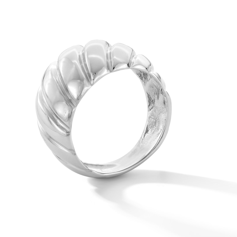Main Image 3 of Sculpted Ribbed Dome Ring in Solid Sterling Silver - Size 7