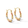 Thumbnail Image 1 of 19.0mm Twist Hoop Earrings in Hollow 14K Tri-Tone Gold