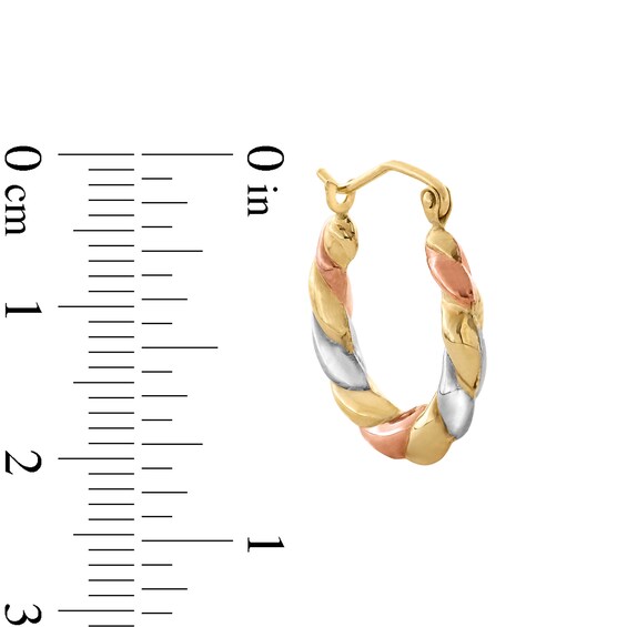 19.0mm Twist Hoop Earrings in Hollow 14K Tri-Tone Gold