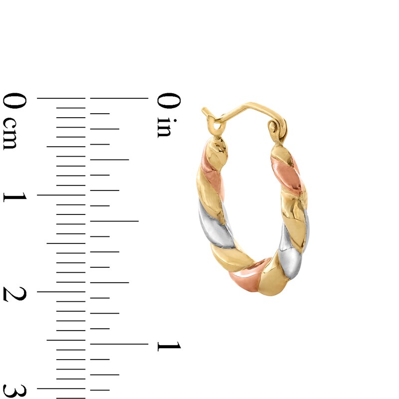 Main Image 3 of 19.0mm Twist Hoop Earrings in Hollow 14K Tri-Tone Gold
