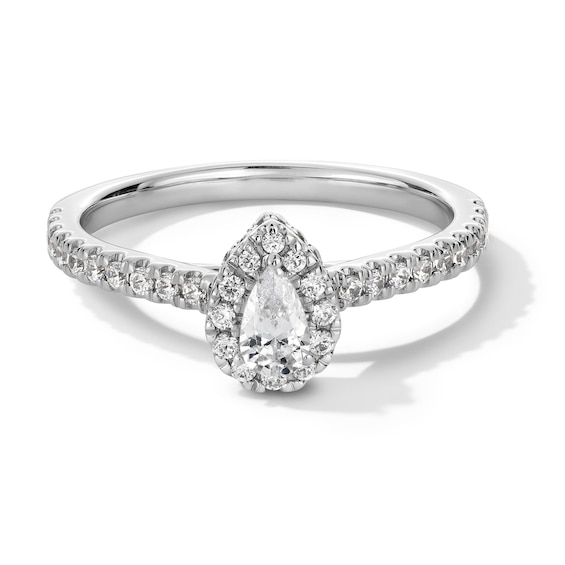 1/2 CT. T.w. Pear-Shaped Diamond Frame Engagement Ring in 14K White Gold