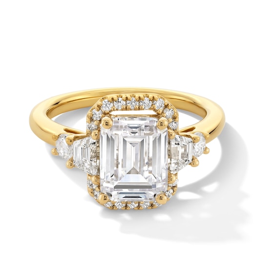 3-1/3 CT. T.w. Emerald-Cut Certified Lab-Grown Diamond Frame Collar Engagement Ring in 14K Gold (F/Vs2)