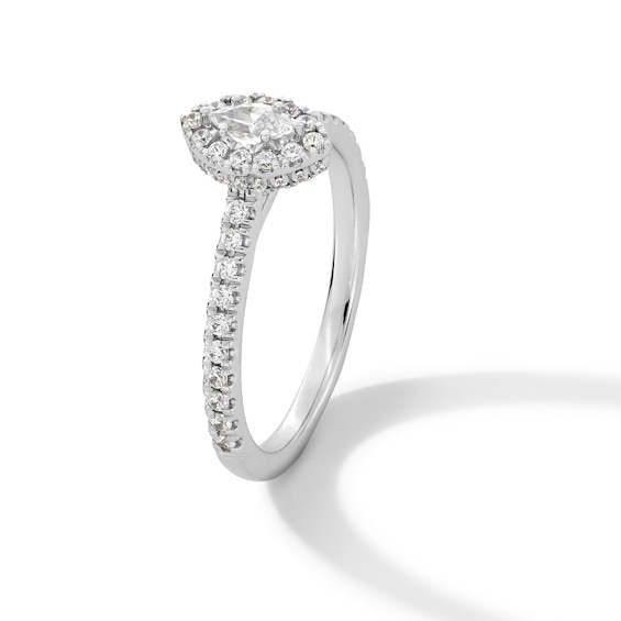 1/2 CT. T.w. Marquise-Cut Diamond Frame Engagement Ring in 14K White Gold