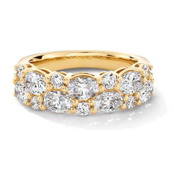 2 CT. T.w. Oval and Round Certified Lab-Grown Diamond Double Row Anniversary Band in 14K Gold (F/Vs2)