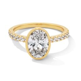 2-1/4 CT. T.W. Oval Certified Lab-Grown Diamond Bezel-Set Engagement Ring in 14K Gold (F/VS2)