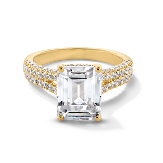 4-3/4 CT. T.w. Emerald-Cut Certified Lab-Grown Diamond Split Shank Engagement Ring in 14K Gold (F/Vs2)