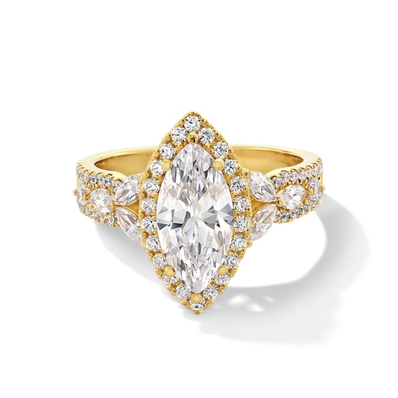 2-1/4 CT. T.w. Marquise-Cut Certified Lab-Grown Diamond Frame Leaf-Sides Engagement Ring in 14K Gold (F/Vs2)