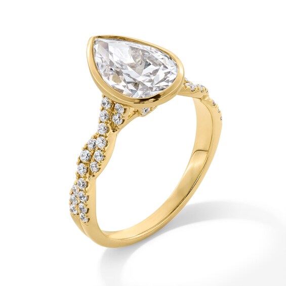2-1/3 CT. T.w. Pear-Shaped Certified Lab-Grown Diamond Bezel-Set Twist Shank Engagement Ring in 14K Gold (F/Vs2)