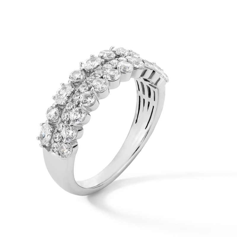 Main Image 3 of 1-1/4 CT. T.W. Oval and Round Diamond Triple Row Anniversary Band in 14K White Gold
