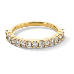 1 CT. T.W. Oval and Emerald-Cut Diamond Alternating Anniversary Band in 14K Gold