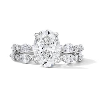 Romantic Bouquet 4 CT. T.W. Certified Oval Lab-Grown Diamond Bridal Set in 14K White Gold (F/VS2)