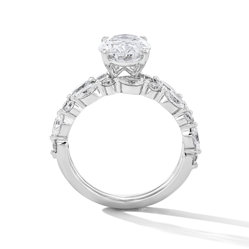 Main Image 4 of 4 CT. T.W. Oval and Round Certified Lab-Grown Diamond Alternating Shank Bridal Set in 14K White Gold (F/VS2)