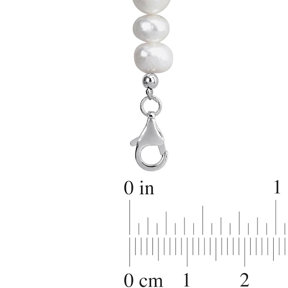 5.0-8.0mm Baroque Freshwater Cultured Pearl and 3.0mm Bead Bracelet in Sterling Silver - 9.5”