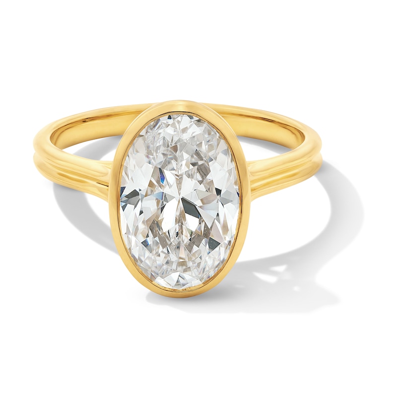 Main Image 1 of 3 CT. Oval Certified Lab-Grown Diamond Bezel-Set Solitaire Engagement Ring in 14K Gold (F/VS2)