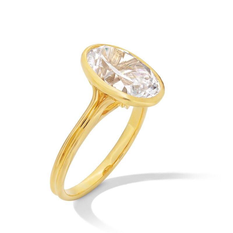 Main Image 3 of 3 CT. Oval Certified Lab-Grown Diamond Bezel-Set Solitaire Engagement Ring in 14K Gold (F/VS2)
