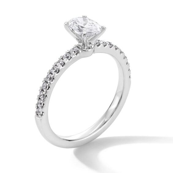 1 CT. T.w. Oval Certified Lab-Grown Diamond Engagement Ring in 14K White Gold (F/Si2)