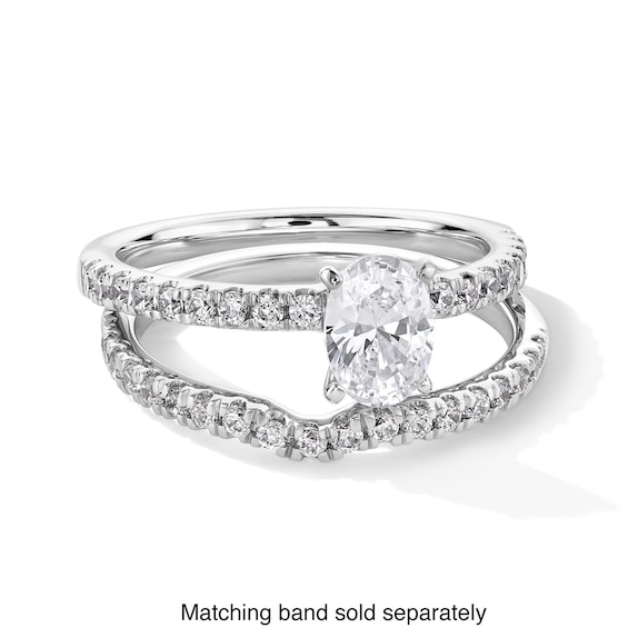 1 CT. T.w. Oval Certified Lab-Grown Diamond Engagement Ring in 14K White Gold (F/Si2)
