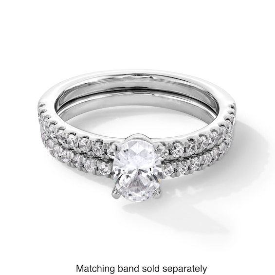 1 CT. T.w. Oval Certified Lab-Grown Diamond Engagement Ring in 14K White Gold (F/Si2)