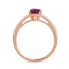 Thumbnail Image 3 of Pear-Shaped Certified Ruby and 1/3 CT. T.W. Diamond Three-Piece Wedding Ring Set in 10K Rose Gold