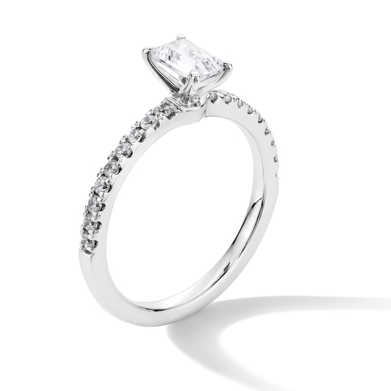 1 CT. T.w. Emerald-Cut Certified Lab-Grown Diamond Engagement Ring in 14K White Gold (F/Si2)