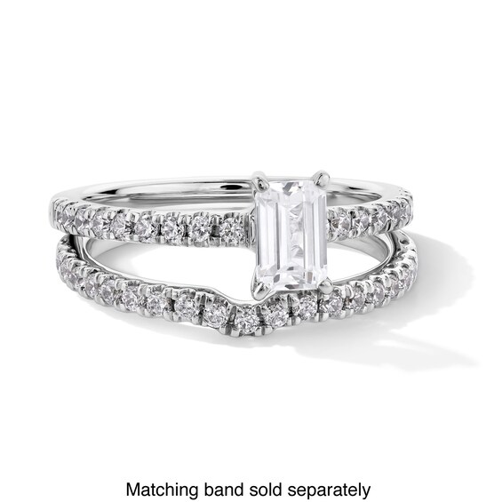 1 CT. T.w. Emerald-Cut Certified Lab-Grown Diamond Engagement Ring in 14K White Gold (F/Si2)