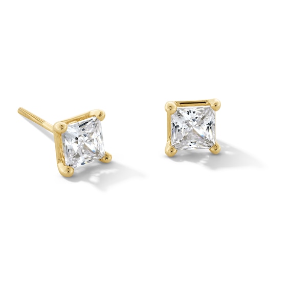 1-1/2 CT. T.w. Princess-Cut Certified Lab-Grown Diamond Solitaire Stud Earrings in 14K Gold (F/Si2)