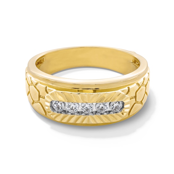 1/4 CT. T.w. Diamond Five Stone Nugget Anniversary Band in 10K Gold