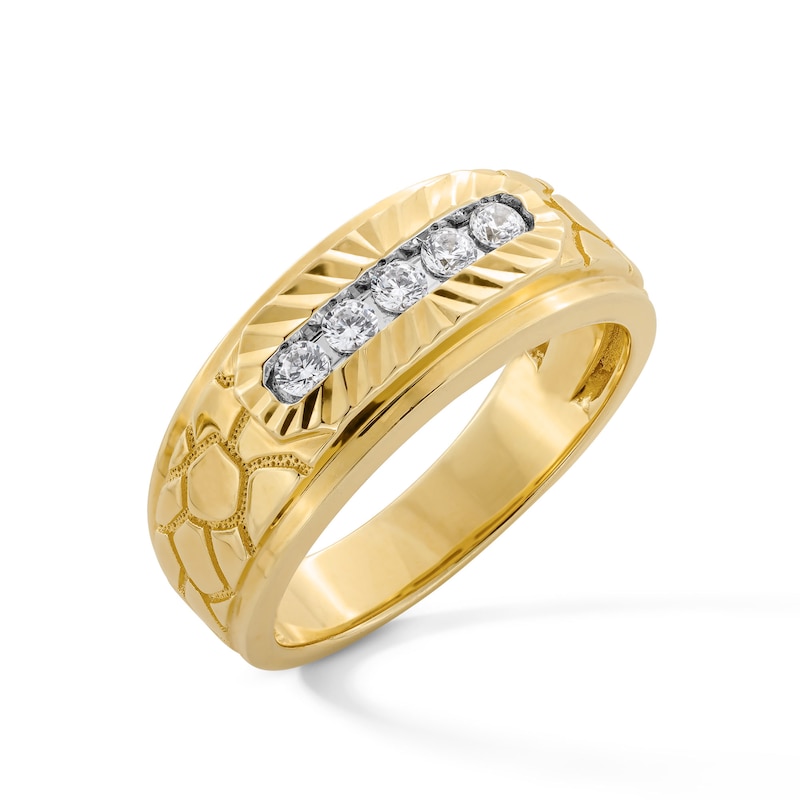 Main Image 3 of 1/4 CT. T.W. Diamond Five Stone Nugget Anniversary Band in 10K Gold