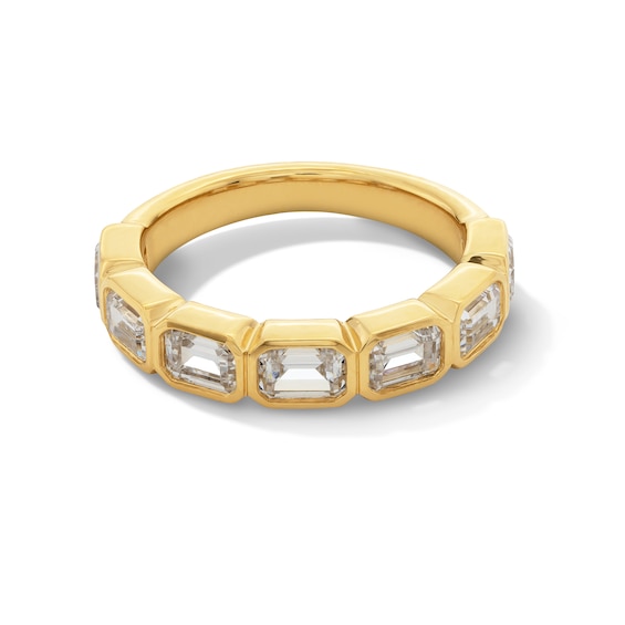 2 CT. T.w. Emerald-Cut Certified Lab-Grown Diamond Bezel-Set Seven Stone Anniversary Band in 14K Gold (F/Vs2)